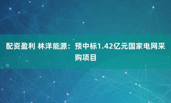 配资盈利 林洋能源：预中标1.42亿元国家电网采购项目